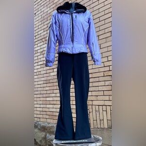 NILS purple black jacket pants fur 2pc ski suit Size 8